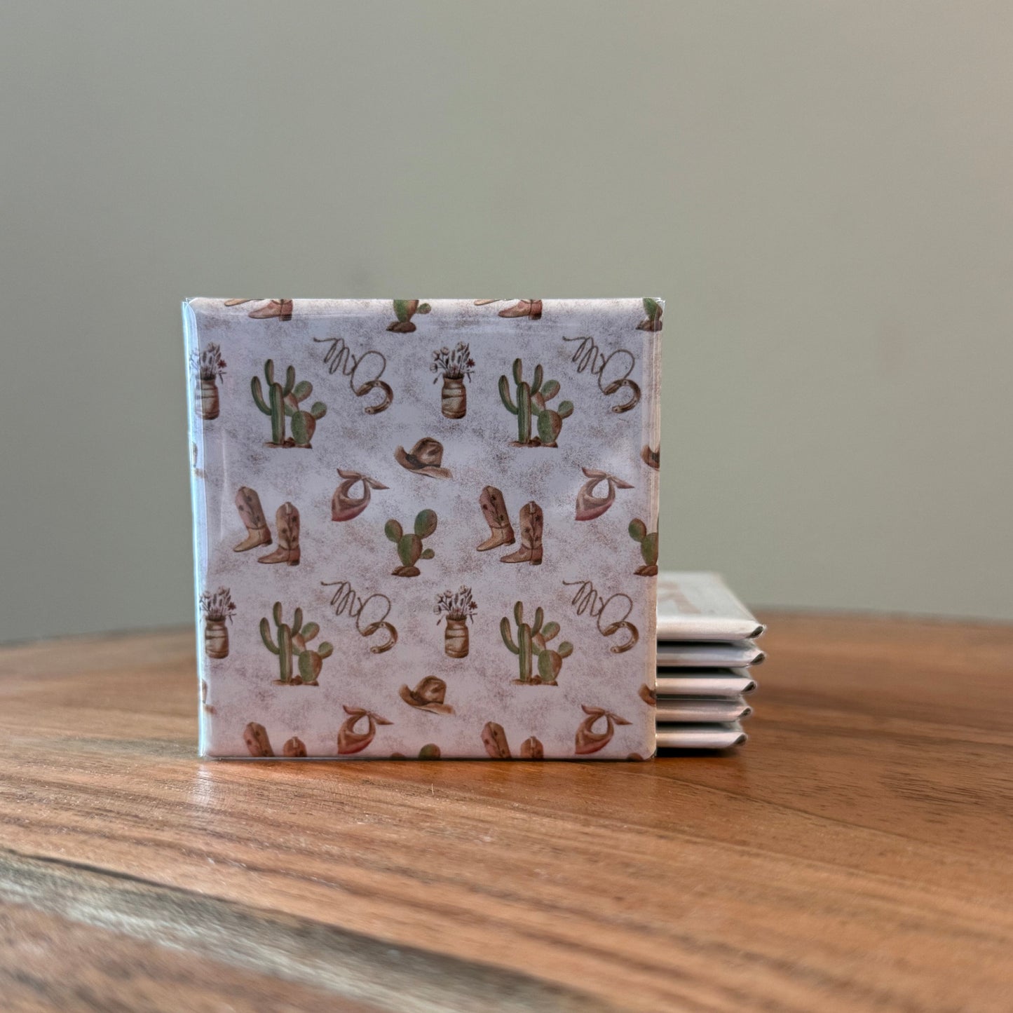 Cowboy Cactus Pattern Magnet