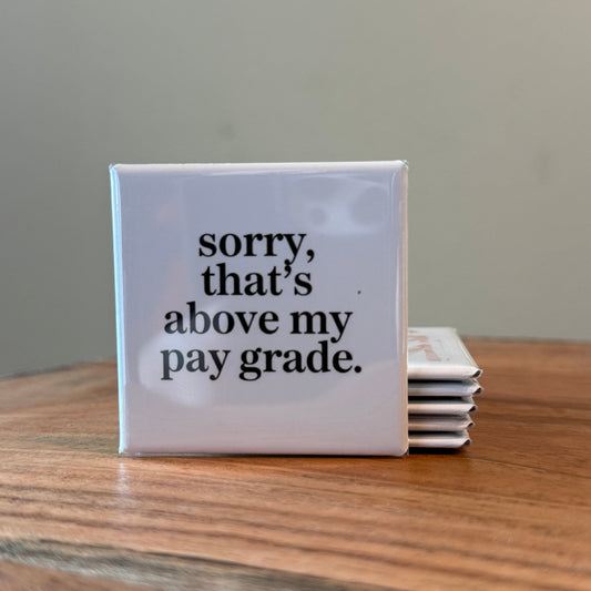 Sorry, That's Above My Pay Grade Magnet